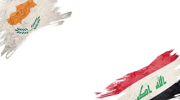 Flaggen von Zypern und Irak auf weißem Hintergrund — Stockfoto